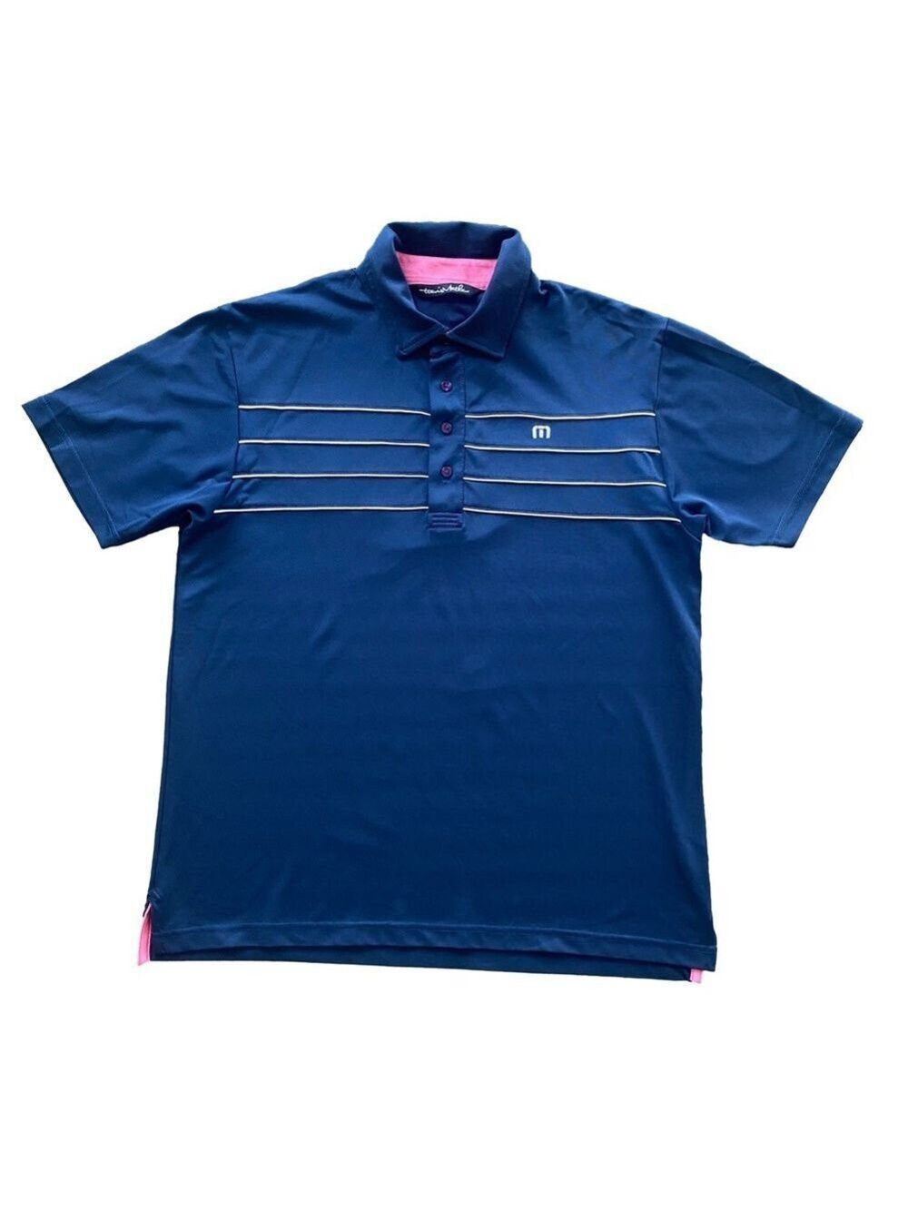 Travis Mathew Golf Polo Shirt Size L Short Sleeve Navy Stretch